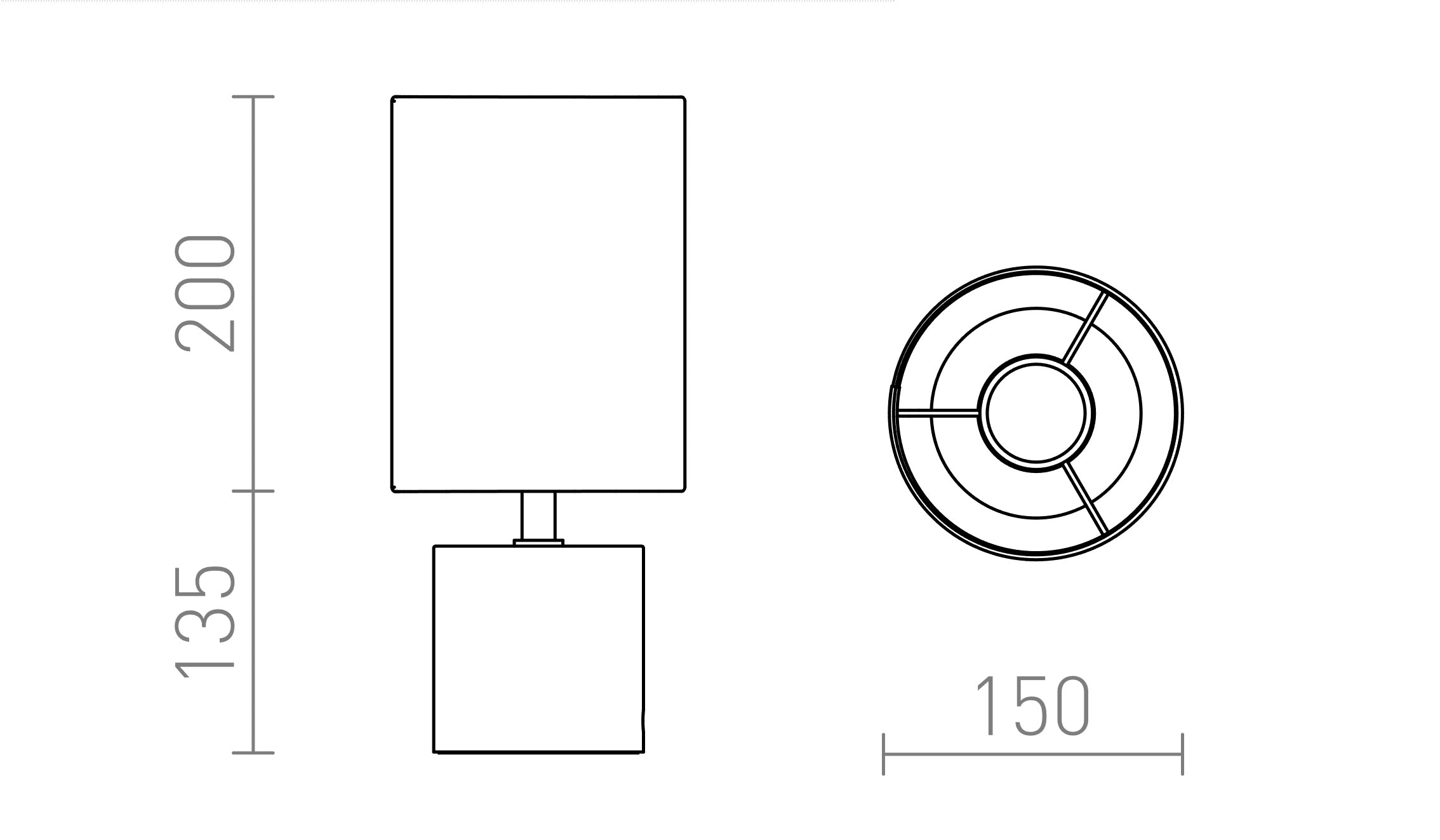CAMINO PÖYTÄ VARJOSTIMELLA - Product sketch