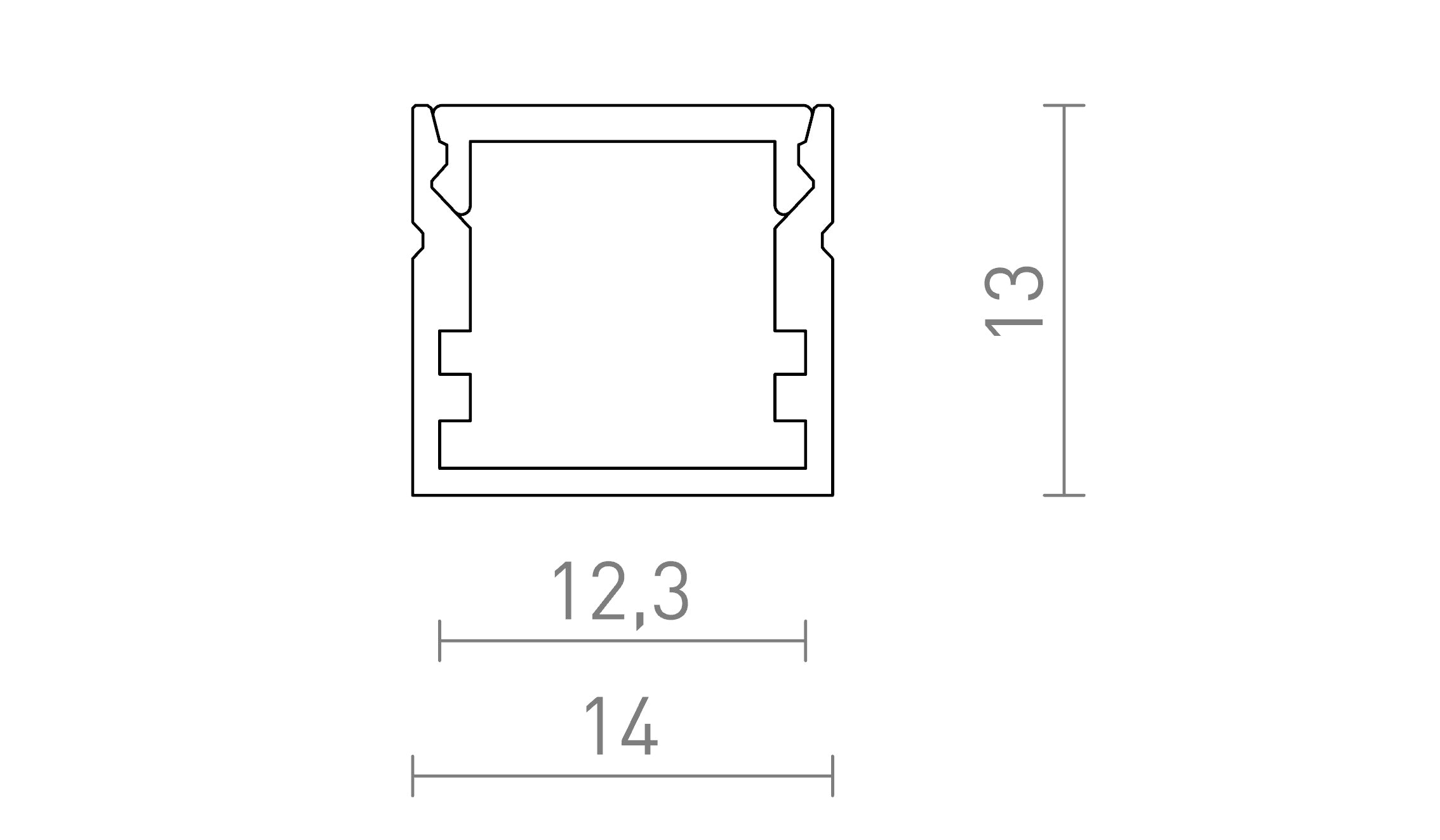 LED PROFIILI C PINTA-ASENNETTU - Product sketch