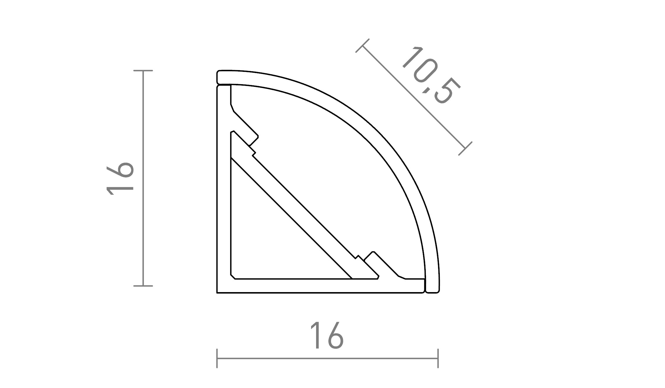 LED PROFIILI E PINTA-ASENNETTU - Product sketch
