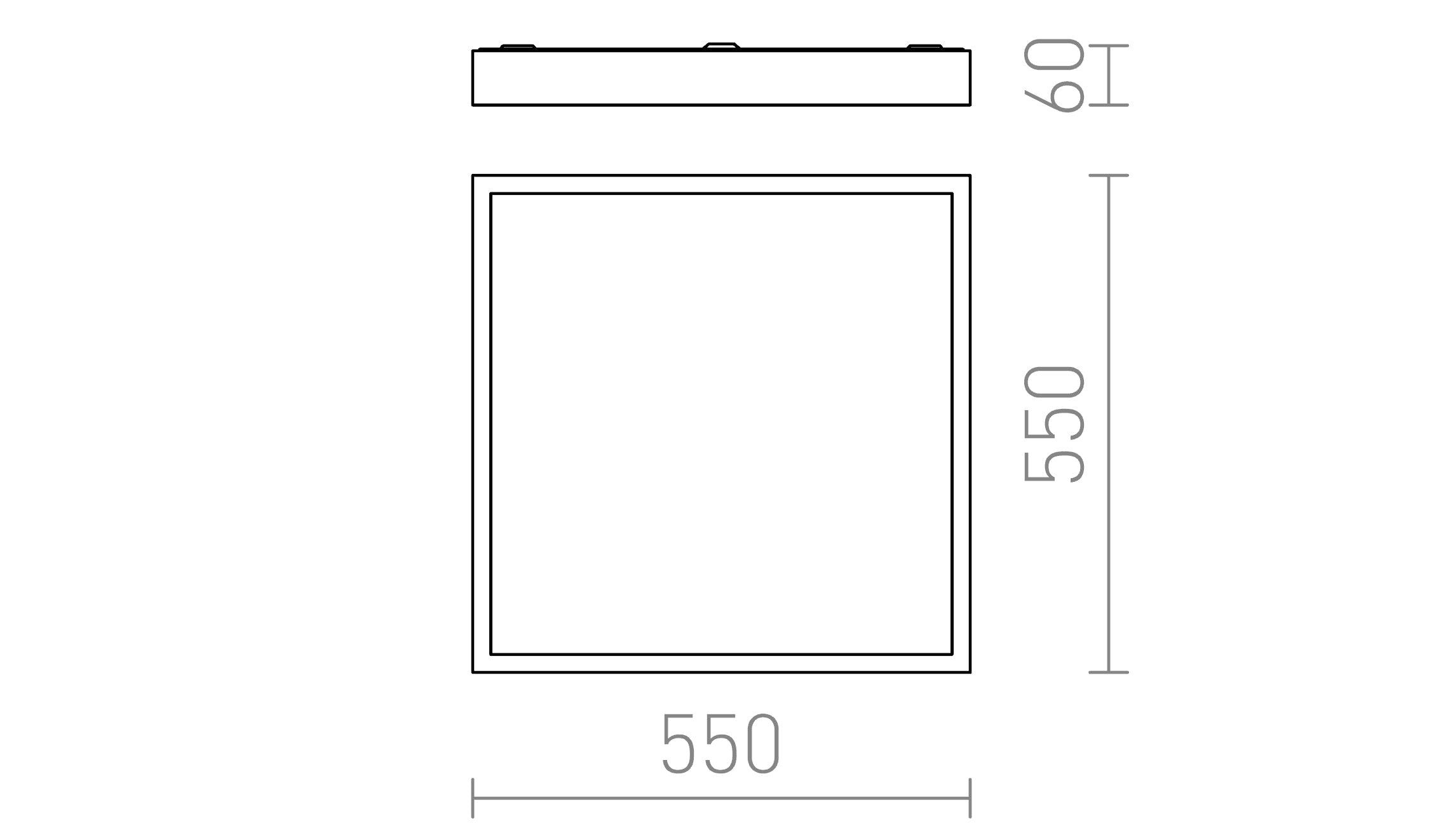 STRUCTURAL LED PINTA-ASENNETTAVA 55X55 - Product sketch