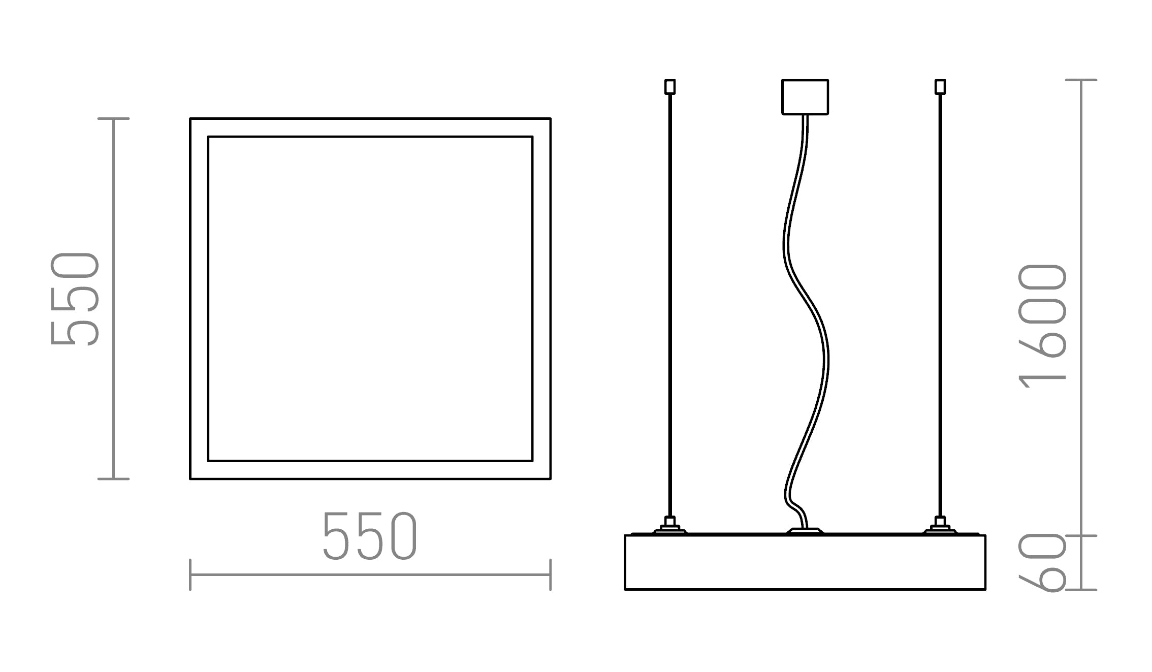 STRUCTURAL LED RIIPPUVALAISIN 55X55 - Product sketch