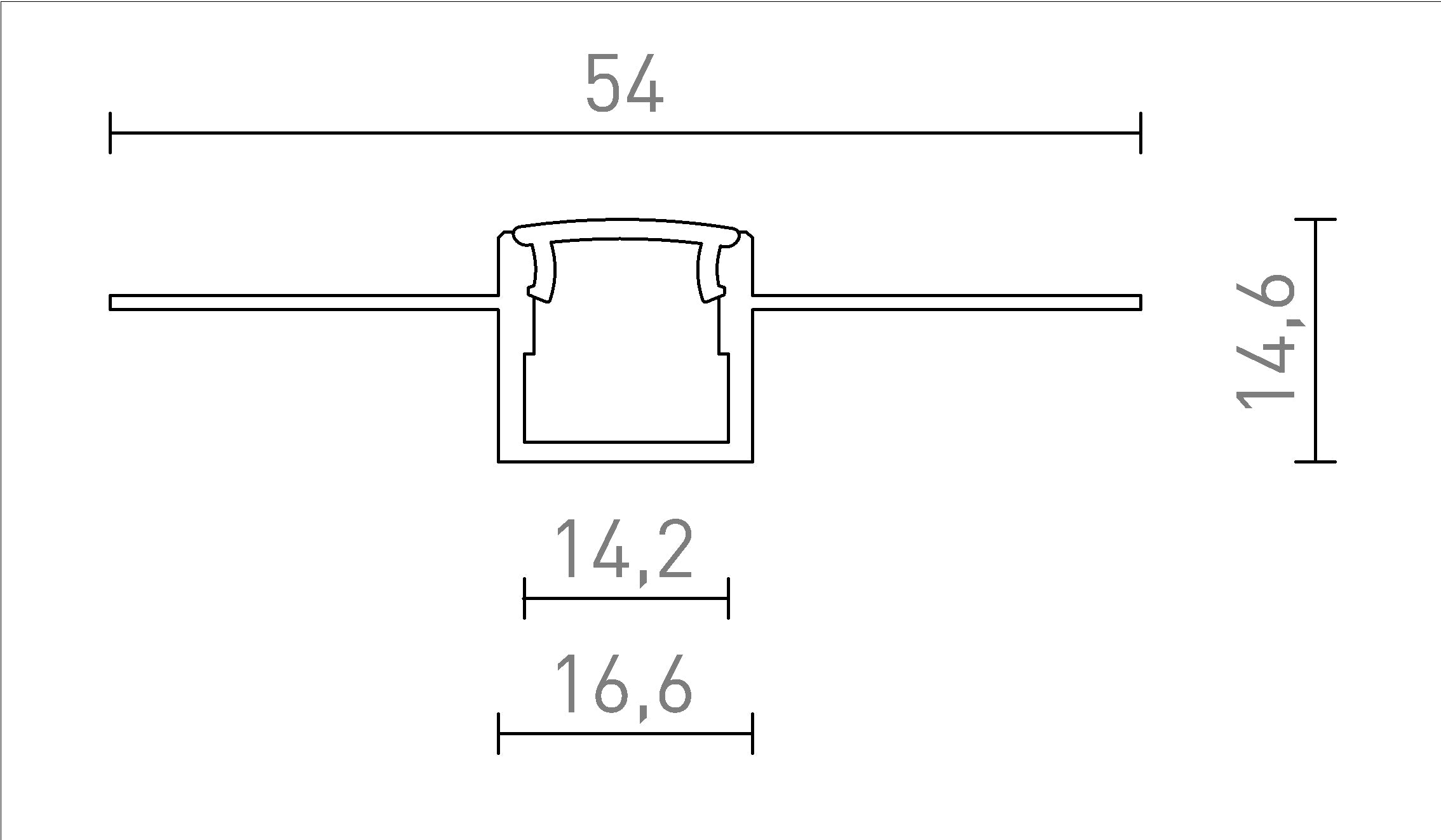 LED PROFIILI B UPOTETTU - Product sketch