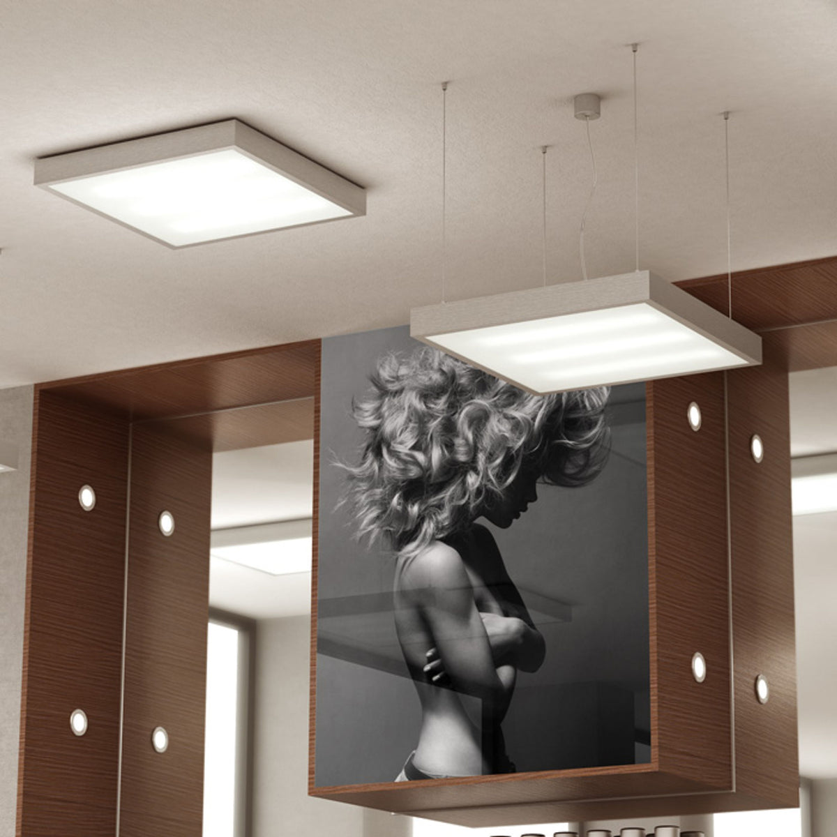 RENDL Outlet STRUCTURAL 55x55 pendant  brushed aluminum 230V 2G11 3x36W R10095 5