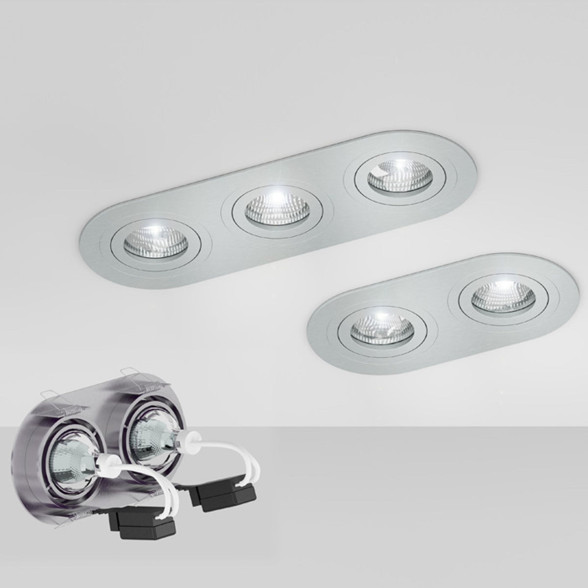 RENDL Outlet BIZZ II directional brushed aluminum 12V GU5,3 2x50W R10189 5