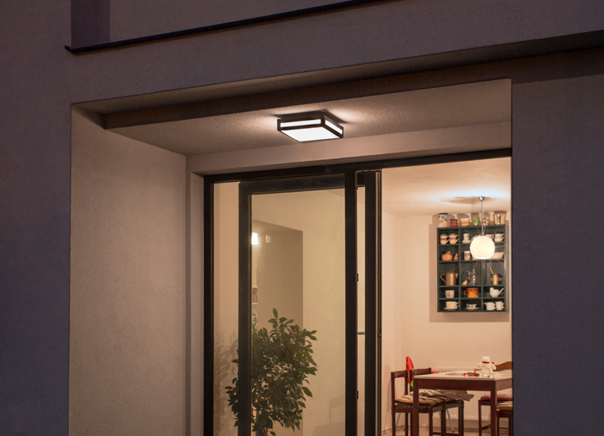 RENDL Outlet PLAKA ceiling black 230V E27 2x26W IP54 R10359 3