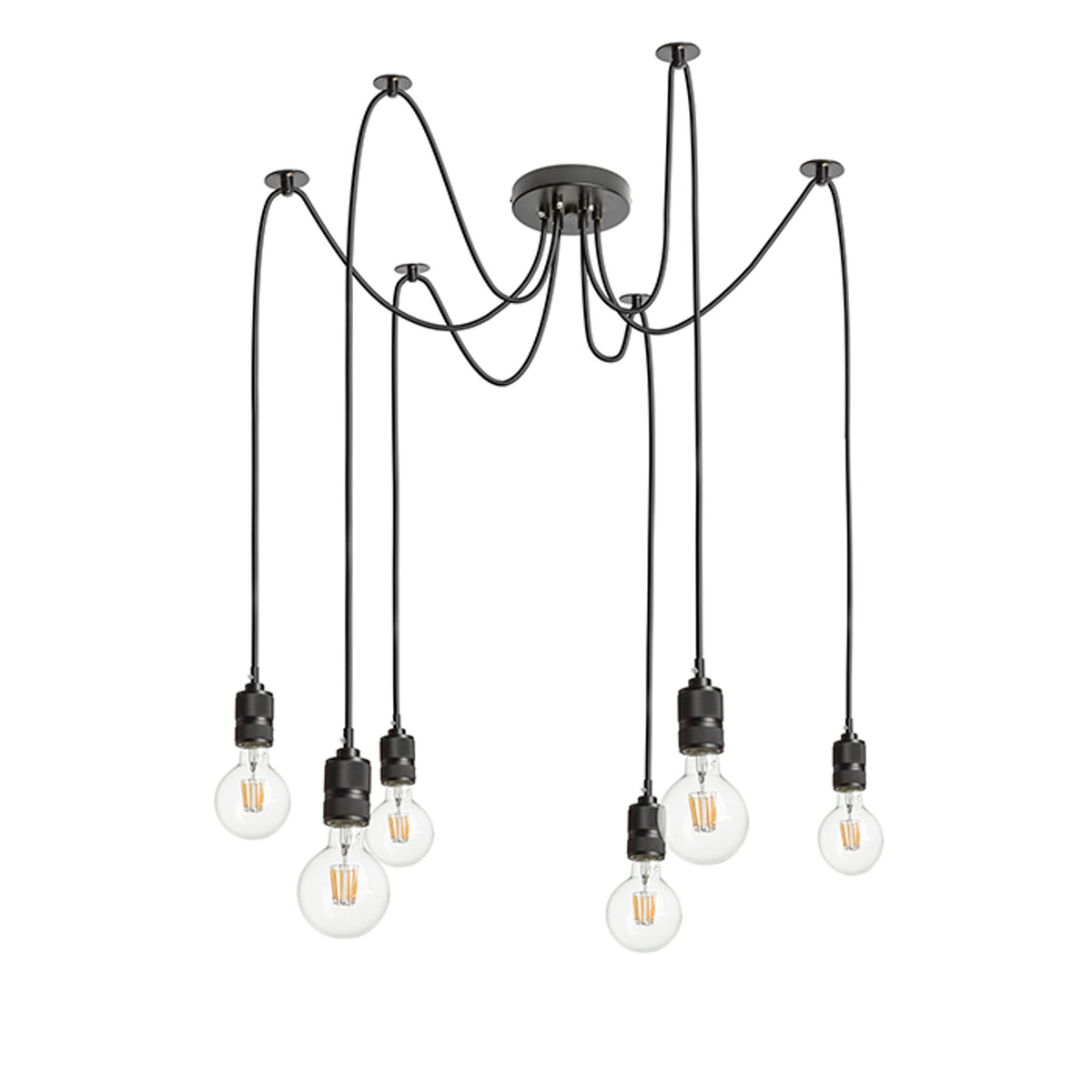 RENDL pendant lamp CINDY VI pendant black  230V LED E27 6x15W R12054 1