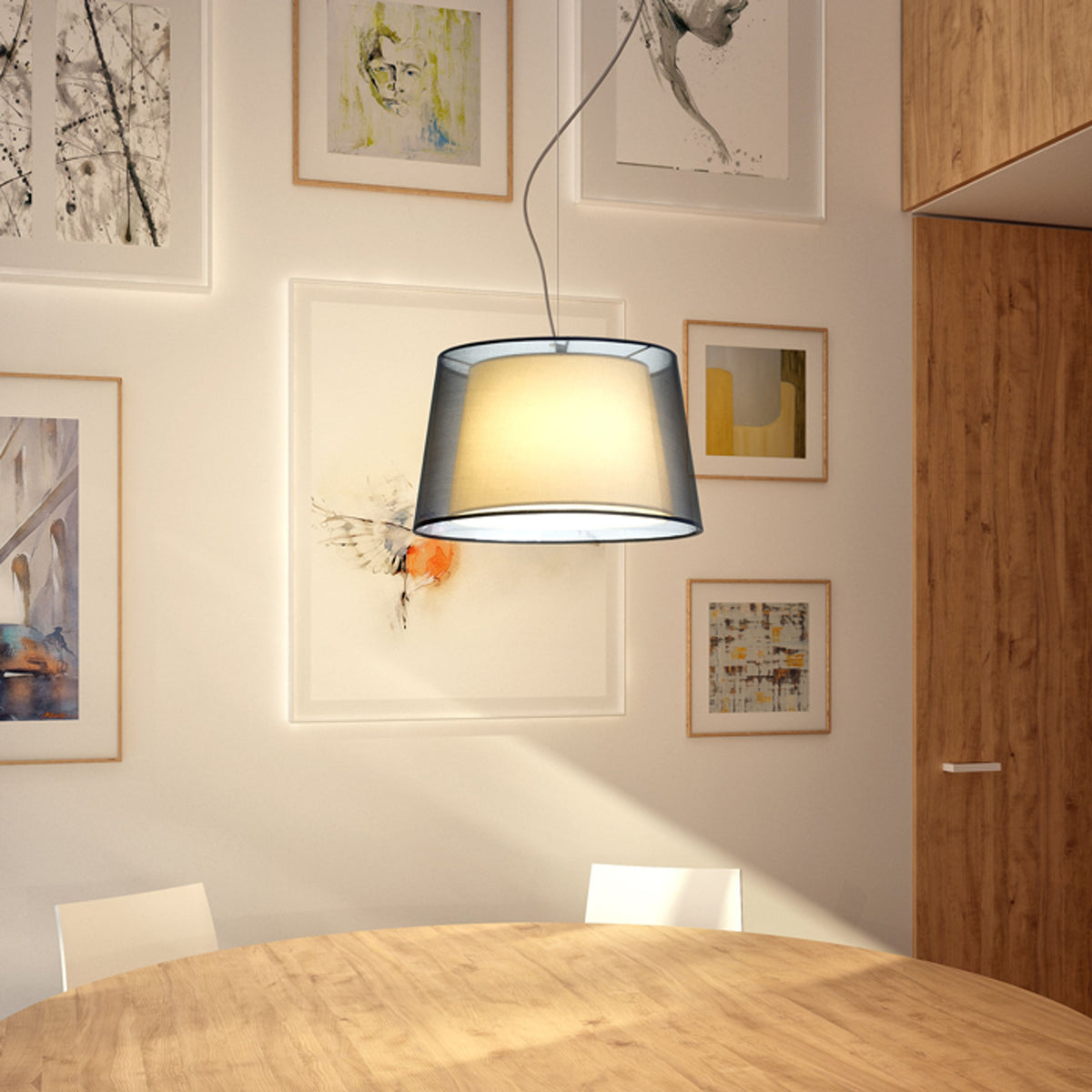 RENDL pendant lamp ESPLANADE pendant transparent black/white chrome 230V LED E27 15W R12483 2