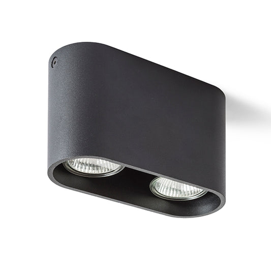 RENDL surface mounted lamp MANTOVA II ceiling matte black  230V LED GU10 2x7W R12734 1