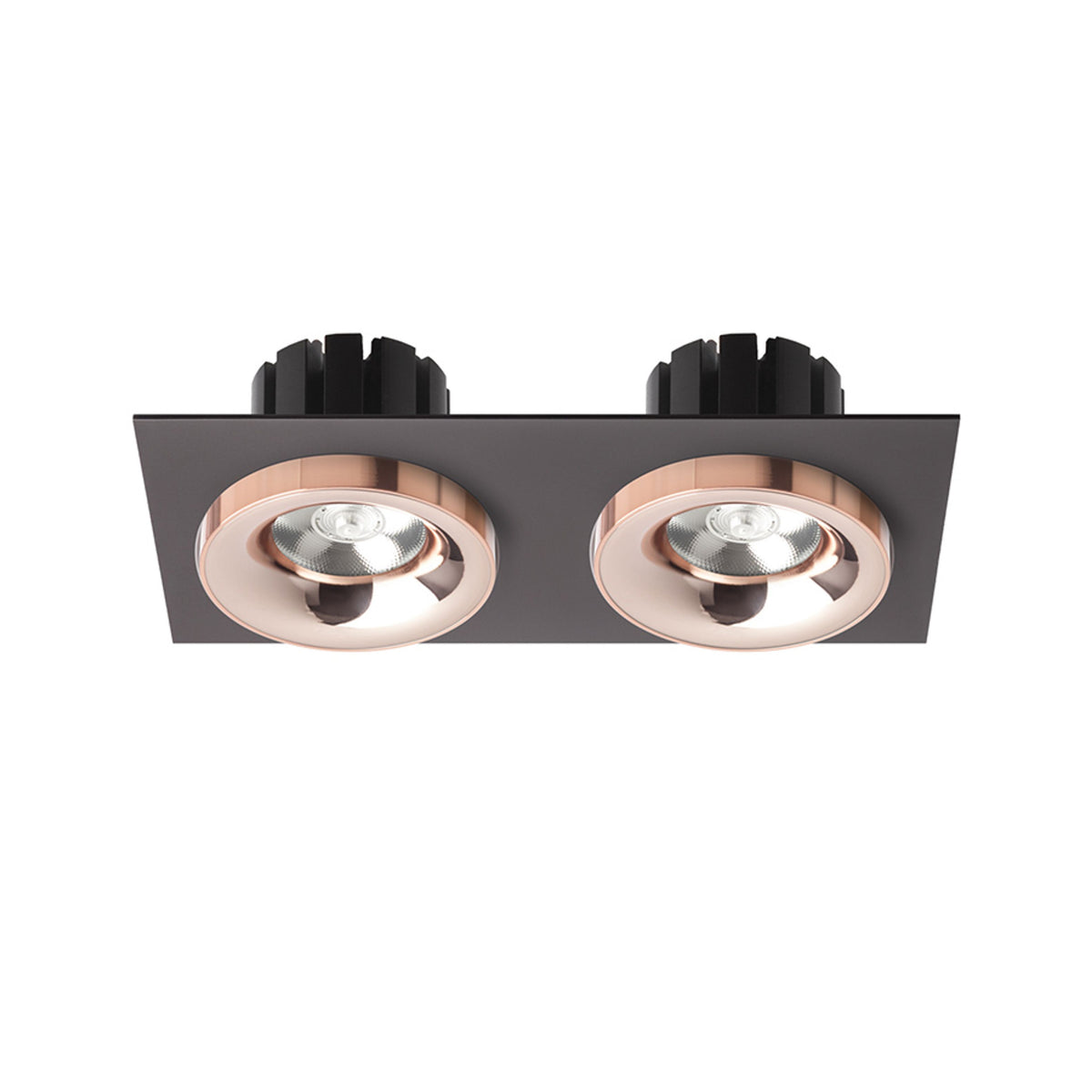 RENDL recessed light SHARM SQ II recessed black copper/copper 230V LED 2x10W 24° 3000K R13258 2