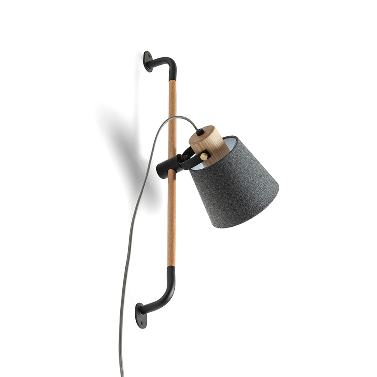 RENDL spotlight CHOUPETTE wall adjustable black grey textile/wood 230V LED E27 11W R13649 1