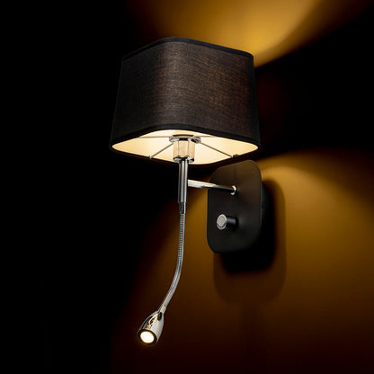RENDL wall lamp PERTH wall with LED spotlight black/black chrome 230V LED E14 LED 7+3W 30°  3000K R13662 3