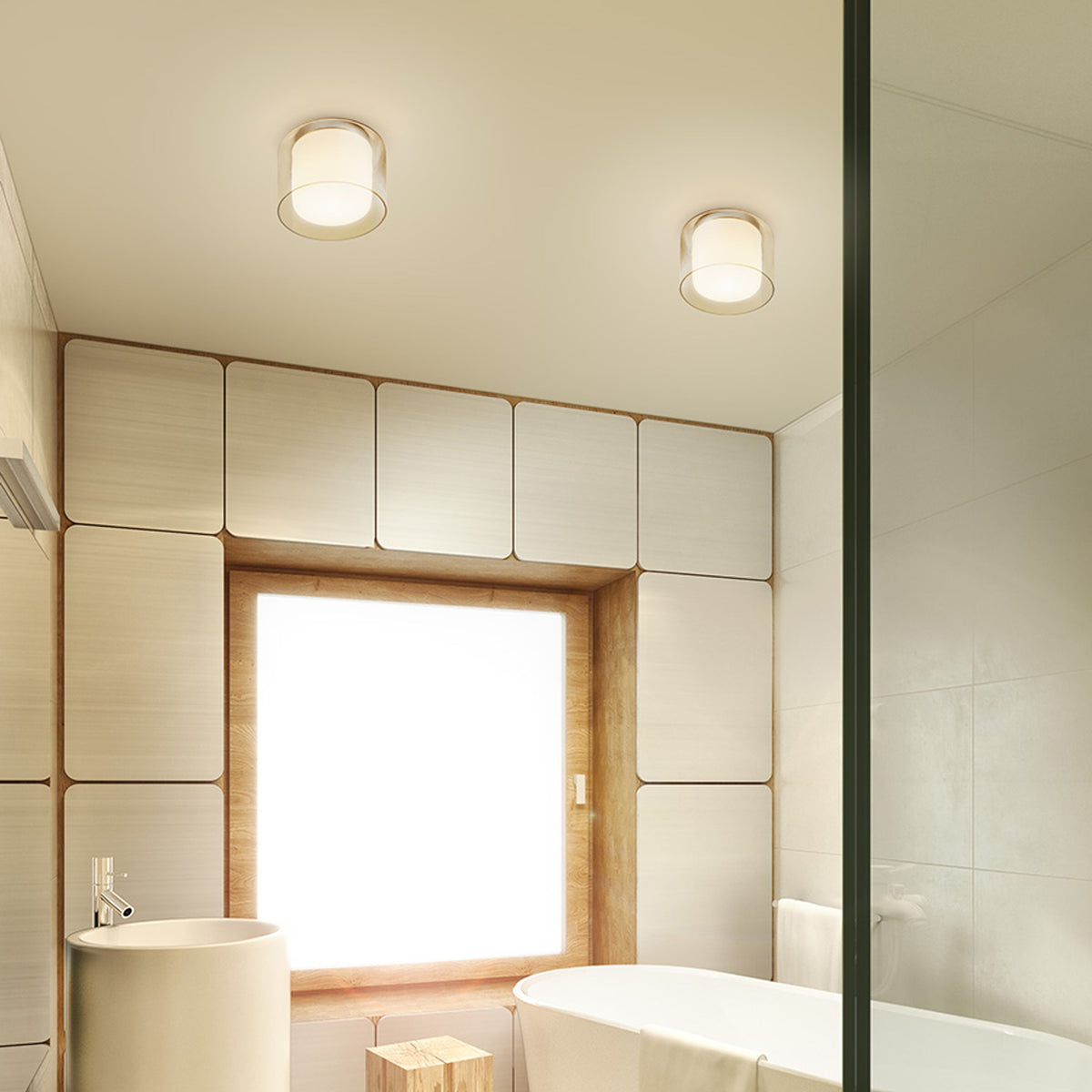 RENDL surface mounted lamp VENICE 23 ceiling  clear glass/opal-colored glass/chrome 230V LED E27 11W IP44 R13684 3