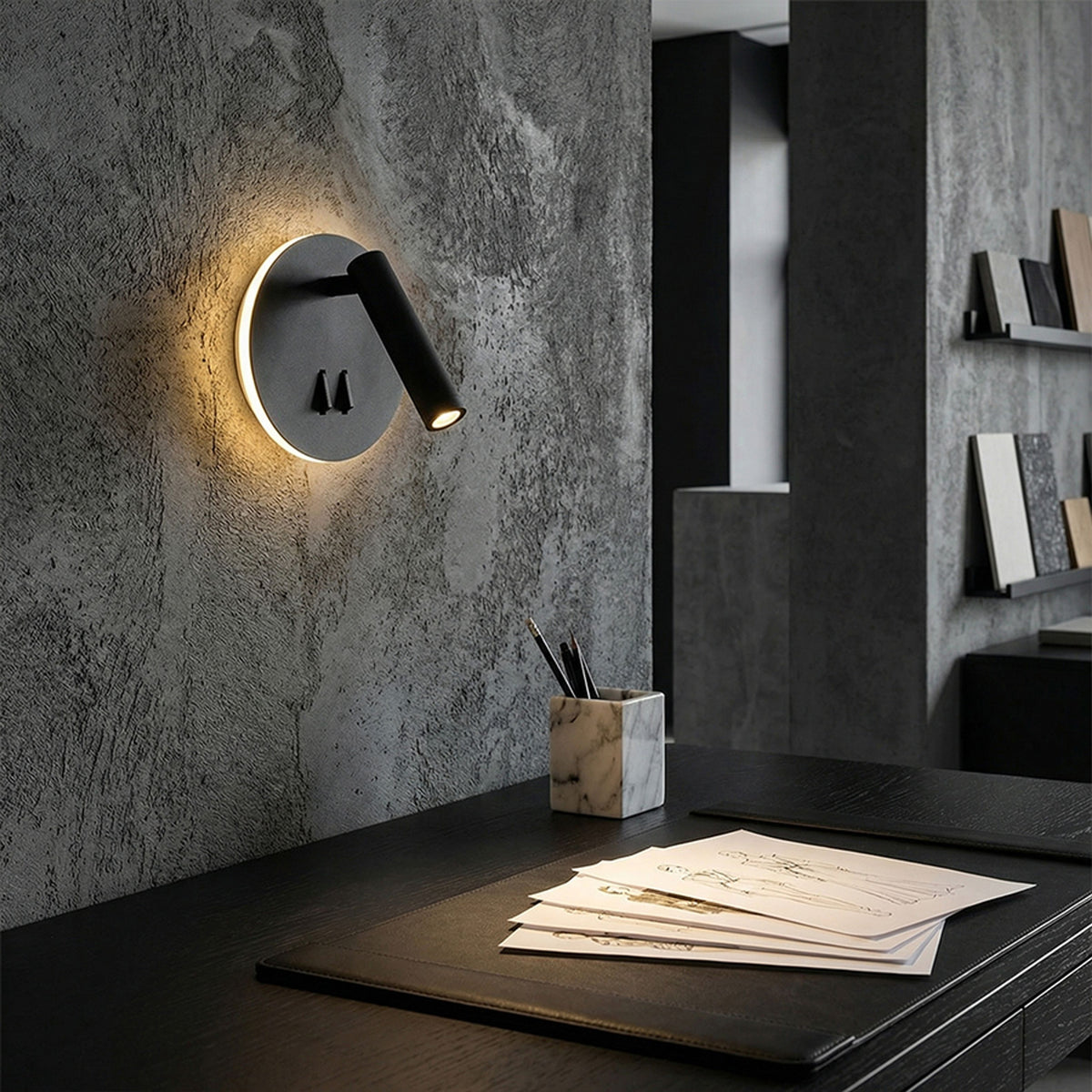 RENDL spotlight THALIA wall black satinated acrylic 230V LED 6+3W 3000K R13765 2