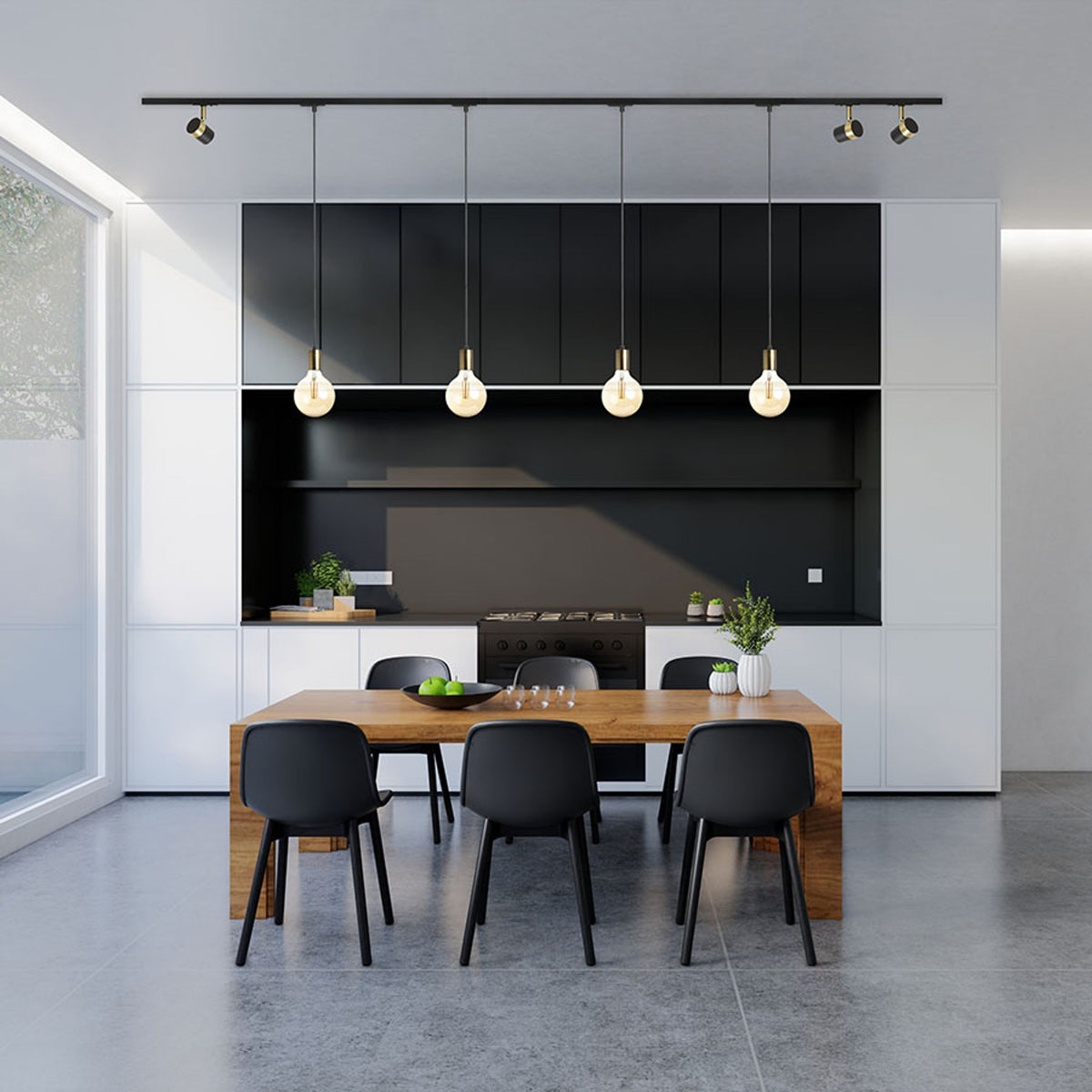 RENDL 1-circuit track system ARAQ for 1-circuit tracks pendant  brushed brass/black 230V LED E27 15W R13978 2