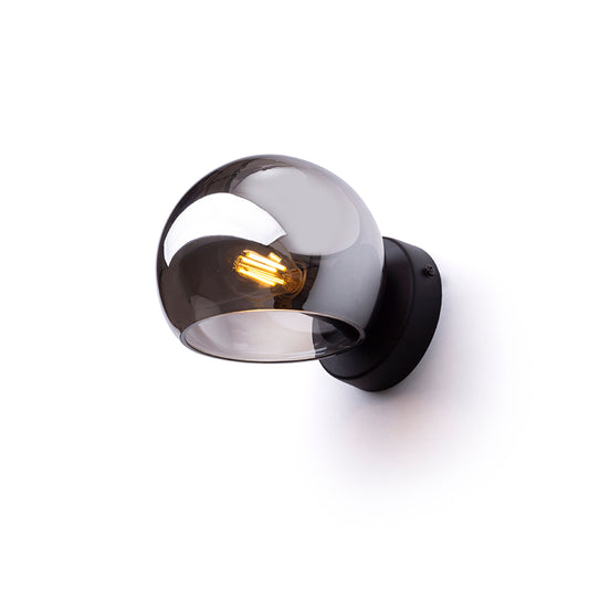 RENDL wall lamp SOLARIS surface mounted smoke-colored glass/black 230V LED E14 7W R13996 1