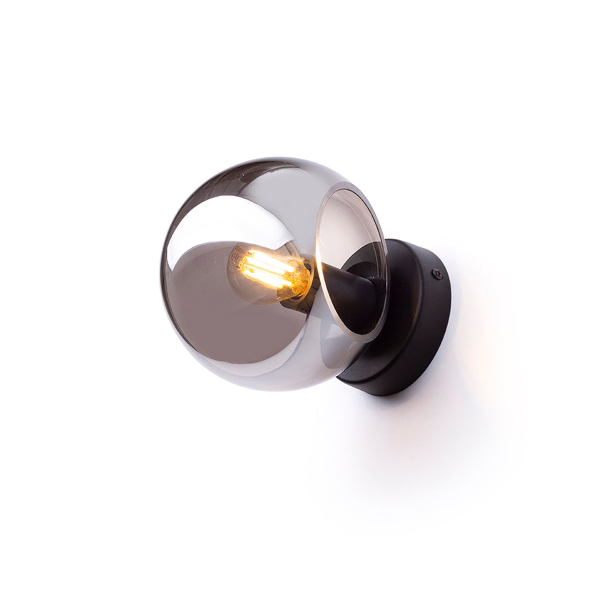 RENDL wall lamp SOLARIS surface mounted smoke-colored glass/black 230V LED E14 7W R13996 5