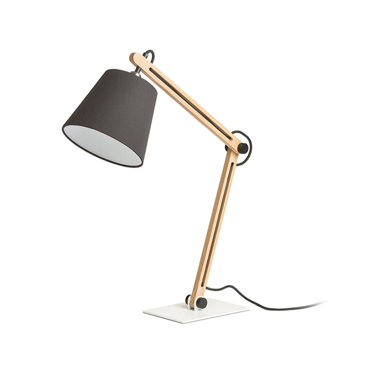 RENDL table lamp NIZZA table Polycotton black/wood 230V LED E14 7W R14032 3