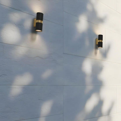 RENDL outdoor lamp MANO wall black/brushed brass 230V LED GU10 2x8W IP54 R14128 3