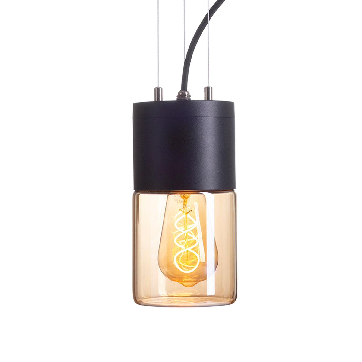 RENDL outdoor lamp QUINN pendant black amber-colored glass 230V LED E27 11W IP54 R14130 2