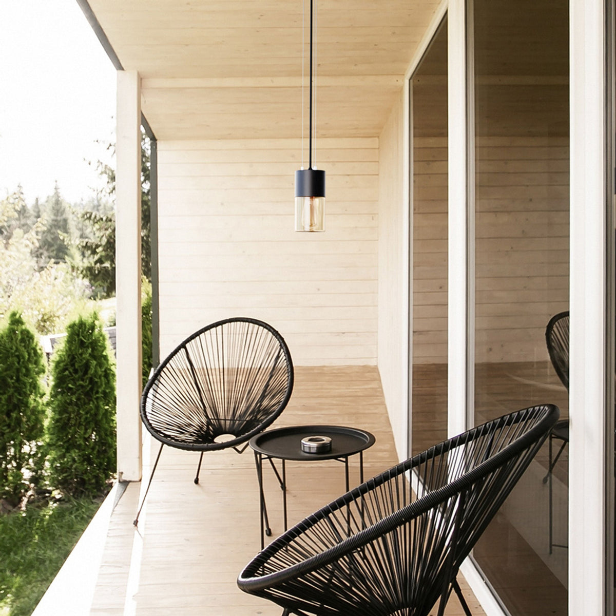 RENDL outdoor lamp QUINN pendant black amber-colored glass 230V LED E27 11W IP54 R14130 7