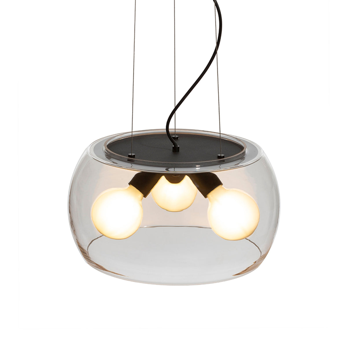 RENDL pendant lamp AMANDA pendant matte black clear glass 230V LED E27 3x15W R14134 3