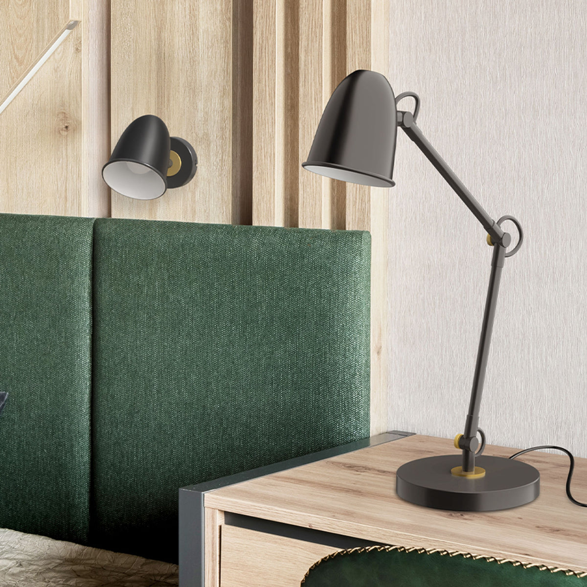 RENDL table lamp DANNY table black brass 230V LED E14 5W R14188 7