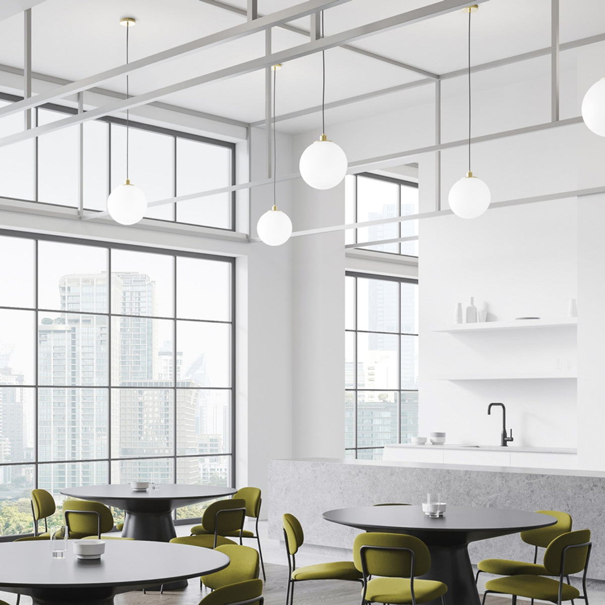 RENDL pendant lamp BOULDER 30 pendant opal-colored glass/brushed brass 230V LED E27 15W R14394 6