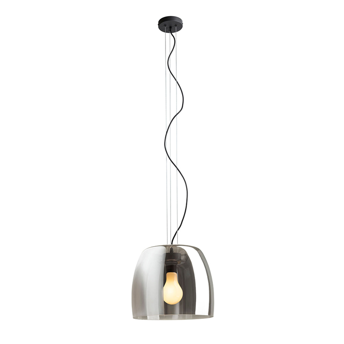 RENDL pendant lamp ORLANDO 35 pendant smoke-colored glass/black 230V LED E27 24W R14396 2