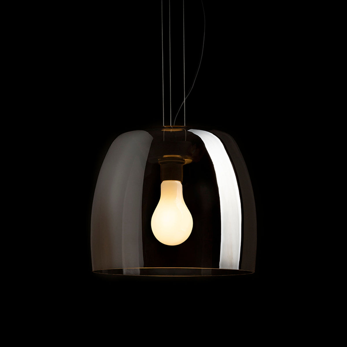 RENDL pendant lamp ORLANDO 35 pendant smoke-colored glass/black 230V LED E27 24W R14396 3
