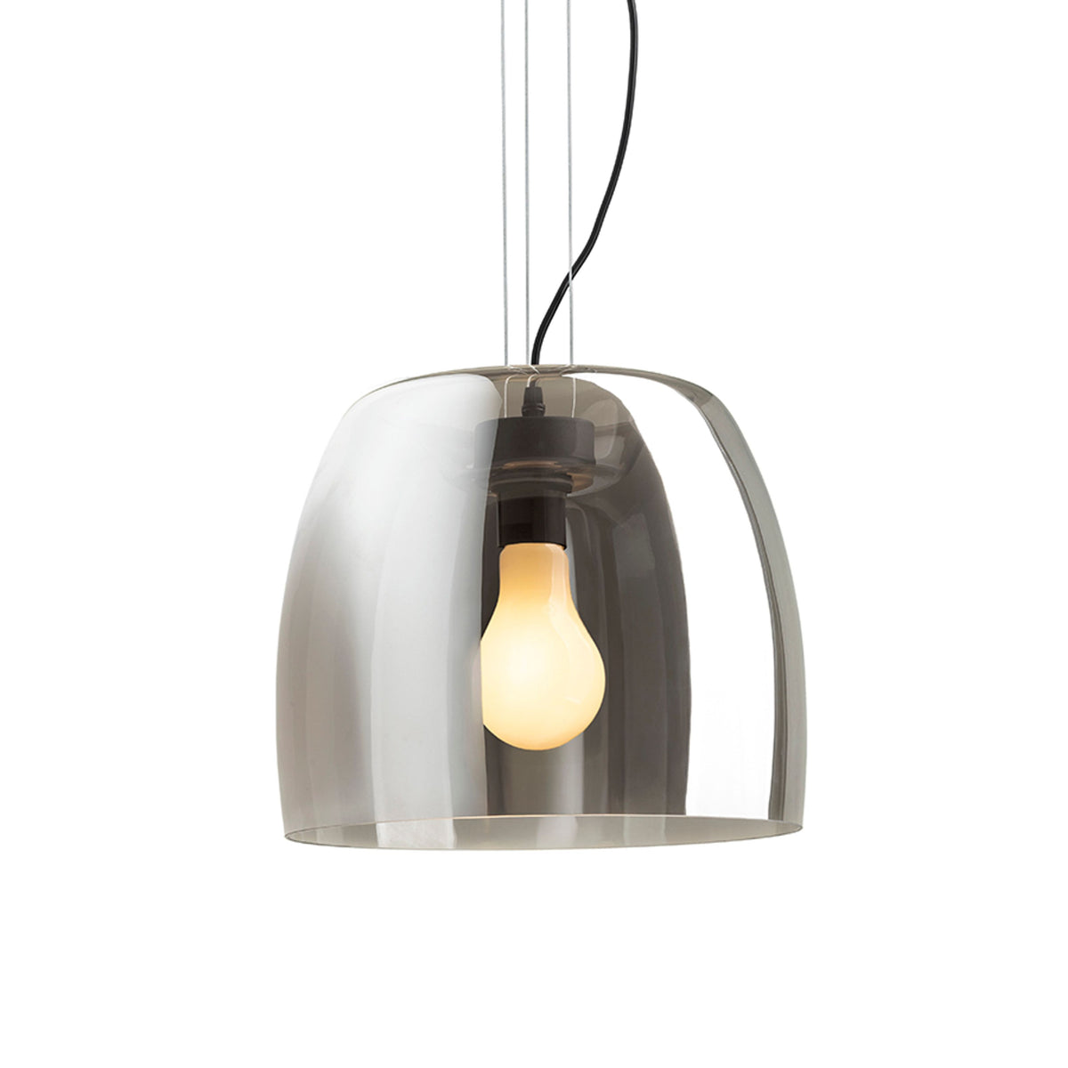 RENDL pendant lamp ORLANDO 35 pendant smoke-colored glass/black 230V LED E27 24W R14396 5