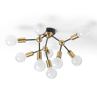 RENDL surface mounted lamp ARTEMIA 9 ceiling black brushed brass 230V LED E27 9x15W R14397 1