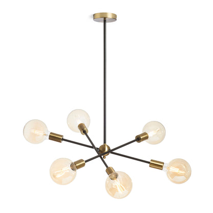 RENDL pendant lamp ARTEMIA 6 on a pole black brushed brass 230V LED E27 6x15W R14398 2