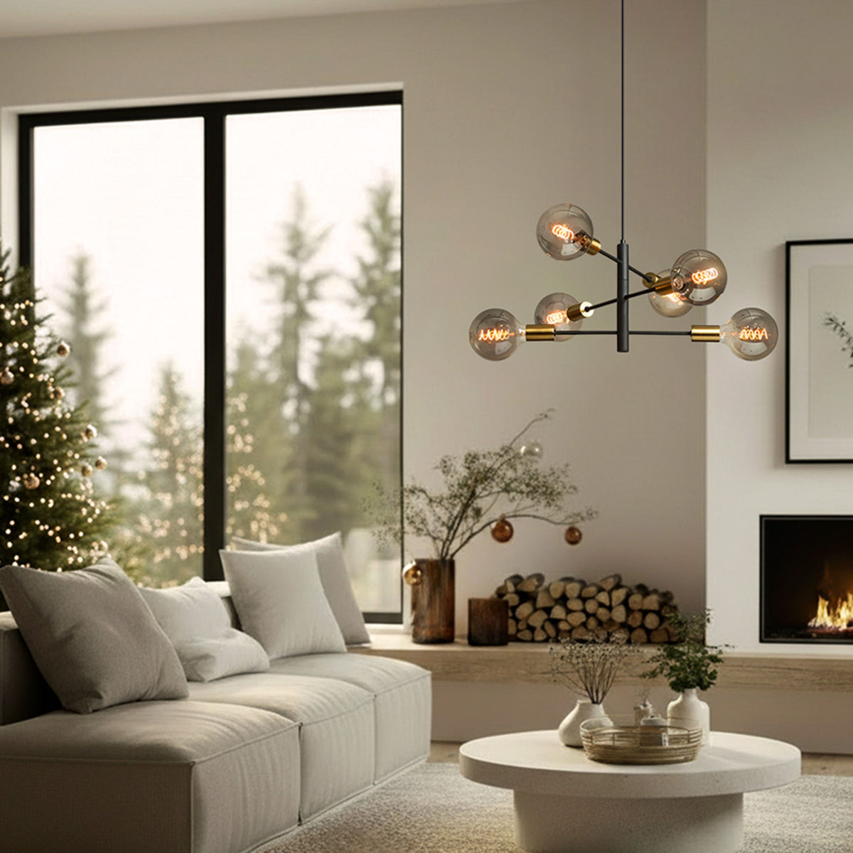 RENDL pendant lamp ARTEMIA 6 pendant black brushed brass 230V LED E27 6x15W R14399 2