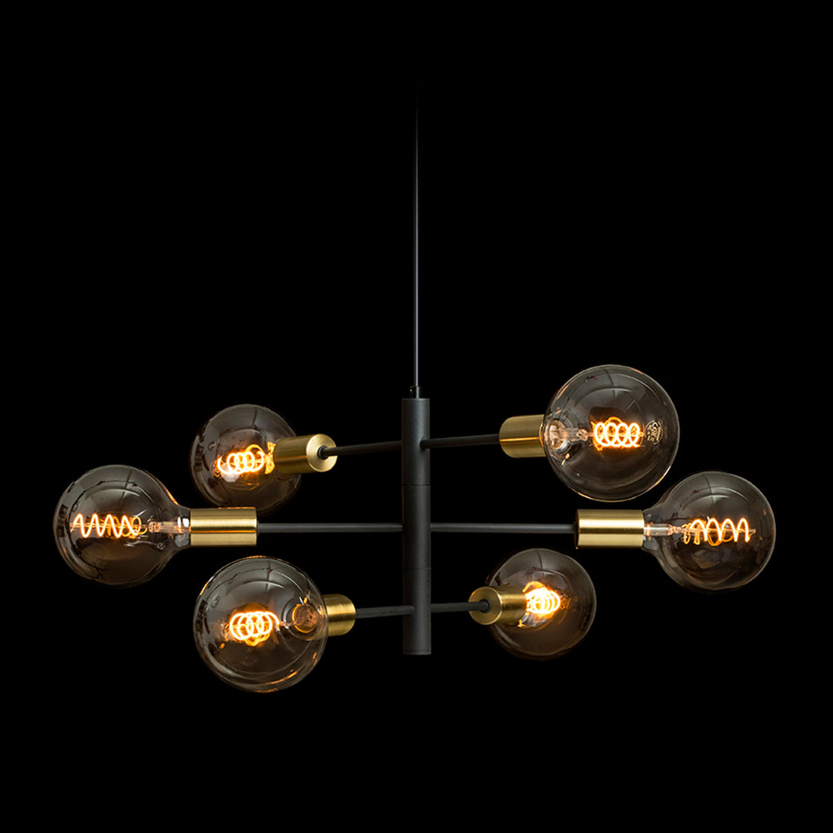 RENDL pendant lamp ARTEMIA 6 pendant black brushed brass 230V LED E27 6x15W R14399 6