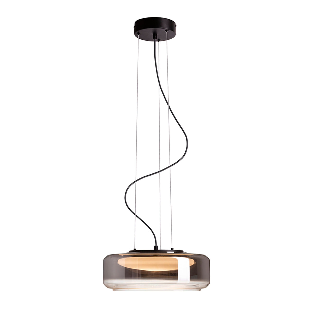 RENDL pendant lamp NAOMI 35 pendant  smoke-colored glass/frosted glass/black 230V LED 18W  3000K R14400 5