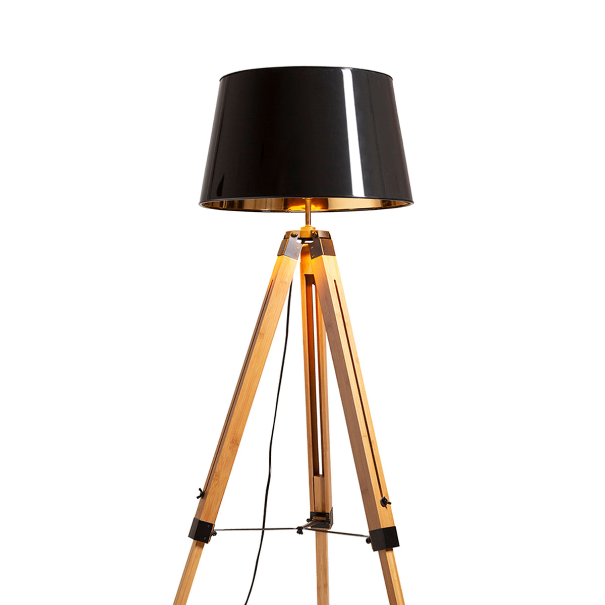 RENDL floor lamp ALVIS/RIDICK floor shiny black golden foil/bamboo/black 230V LED E27 15W R14501 2